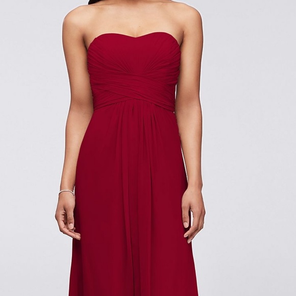 Long Strapless Chiffon Dress and Pleated Bodice - Picture 2 of 8